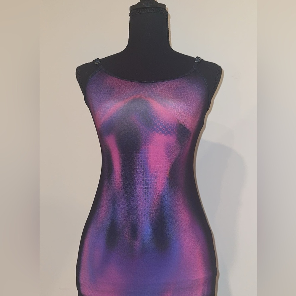 Xs new camisole body outlined black/ purple tight summer mini dress never worn